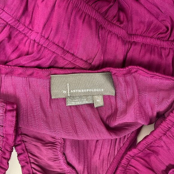 NWOT ANTHROPOLOGIE Ruffled Tiered Midi Dress In Berry Size XL - Picture 13 of 16